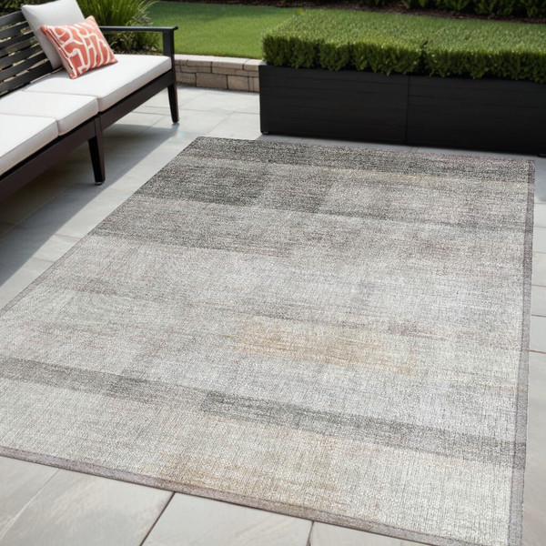 5' X 8' Taupe Ombre Washable Non Skid Indoor Outdoor Area Rug N270-563677