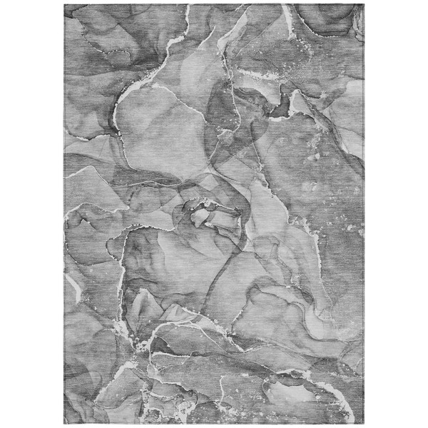 5' X 8' Gray and Ivory Abstract Washable Non Skid Indoor Outdoor Area Rug N270-560370