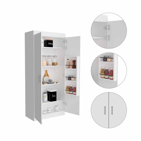 63" Classic White Pantry Cabinet with Two Full Size Doors N270-403762