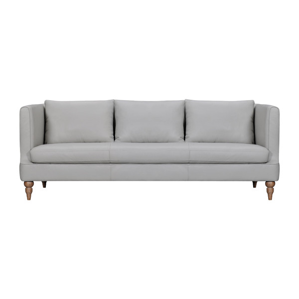 85" Gray Leather Sofa With Brown Legs N270-546411