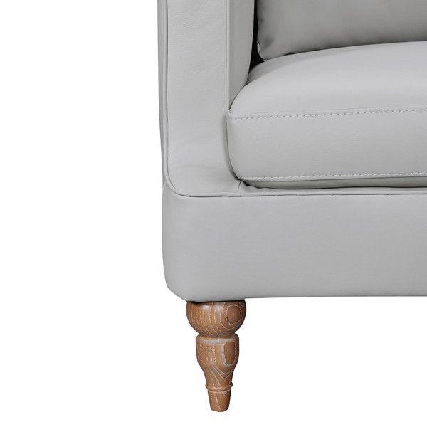 85" Gray Leather Sofa With Brown Legs N270-546411