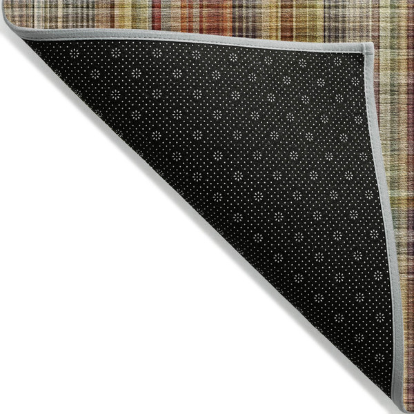 8' Round Orange Round Plaid Washable Non Skid Indoor Outdoor Area Rug N270-561899