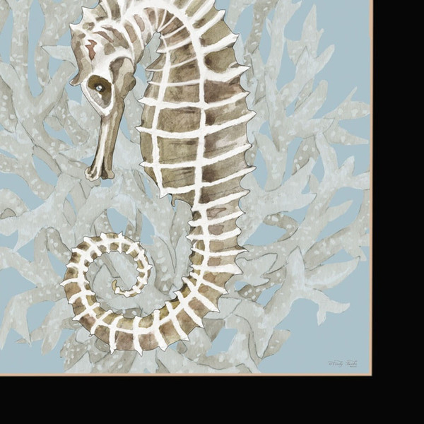 Set Of Two Coral Seahorse Black Framed Print Wall Art N270-407935