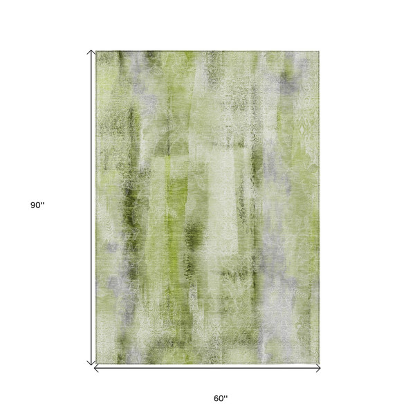 5' X 8' Sage Washable Non Skid Indoor Outdoor Area Rug N270-561673