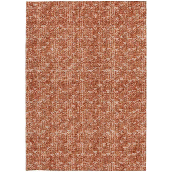 5' X 8' Terra Cotta Geometric Washable Non Skid Indoor Outdoor Area Rug N270-560143