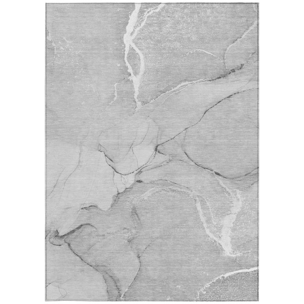 8' X 10' Gray Abstract Washable Non Skid Indoor Outdoor Area Rug N270-559899