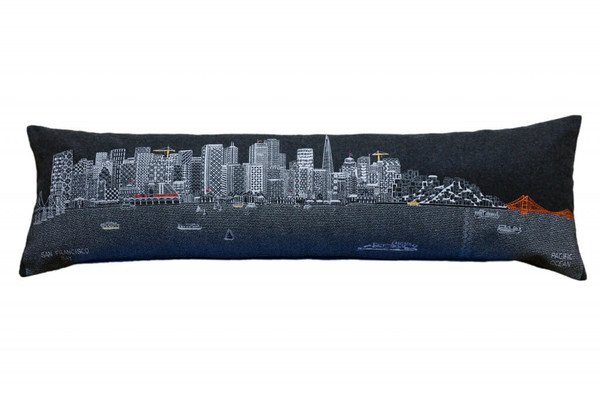 46" Black San Francisco Nighttime Skyline Lumbar Decorative Pillow N270-482464