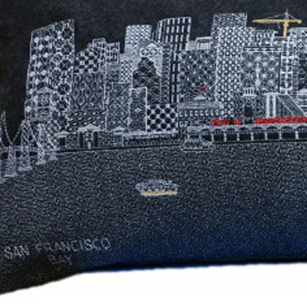 46" Black San Francisco Nighttime Skyline Lumbar Decorative Pillow N270-482464