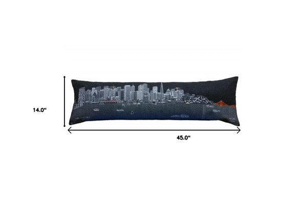 46" Black San Francisco Nighttime Skyline Lumbar Decorative Pillow N270-482464