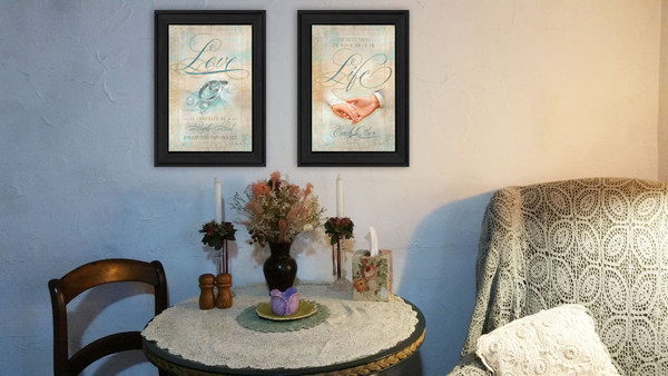 Set Of Two Love 1 Black Framed Print Wall Art N270-405641