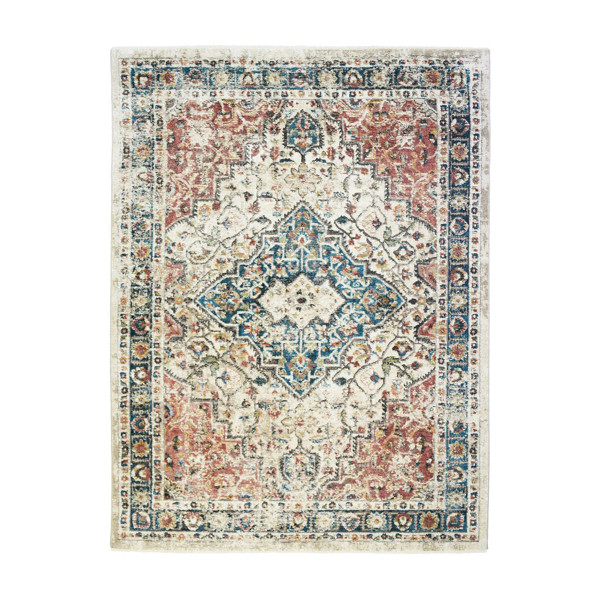 2' X 3' Beige Oriental Distressed Area Rug With Fringe N270-555336