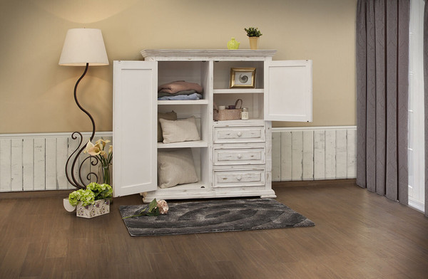 55" White Solid Wood Three Drawer Gentlemans Chest N270-524565
