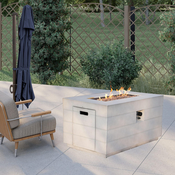 28" Gray Aluminum Natural gas Rectangular Fire pit table With Cover N270-535175