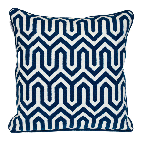 20" Blue Geometric Cotton Throw Pillow N270-529285
