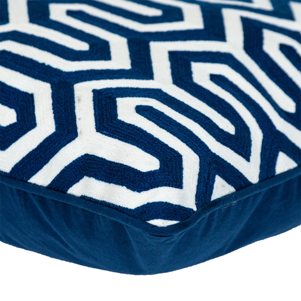 20" Blue Geometric Cotton Throw Pillow N270-529285