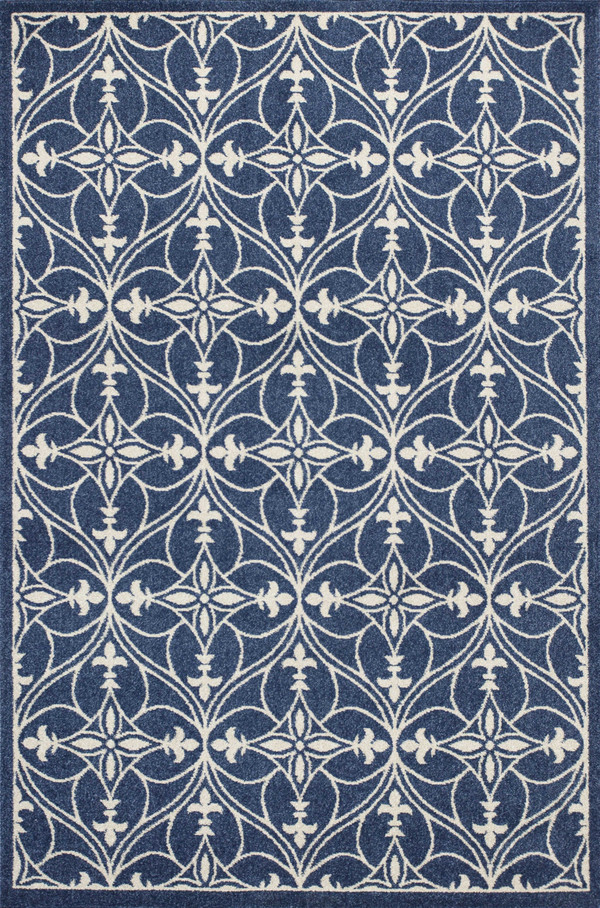 7' X 9' Denim Vintage Trellis Uv Treated Indoor Area Rug N270-352600