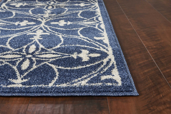 7' X 9' Denim Vintage Trellis Uv Treated Indoor Area Rug N270-352600