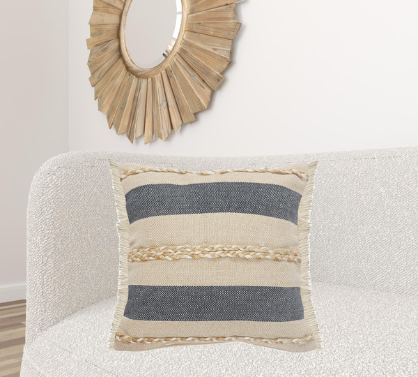 24" Denim Blue Jute Throw Pillow N270-516729
