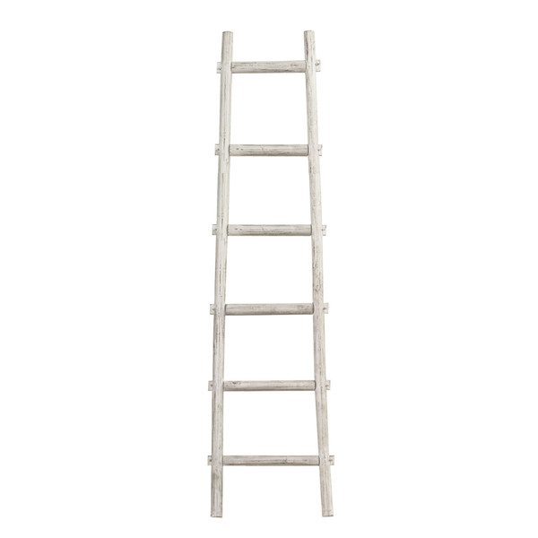 72" White Rustic Six Step Wood Ladder Shelf N270-379919