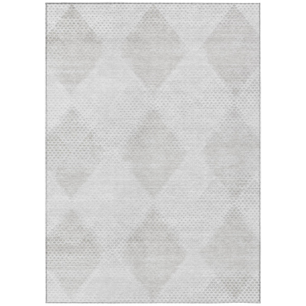 8' X 10' Ivory Geometric Washable Non Skid Indoor Outdoor Area Rug N270-561765