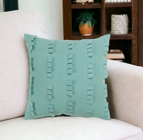 20" Aqua Striped Cotton Throw Pillow N270-518647