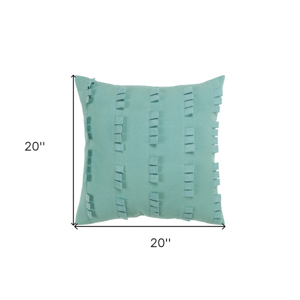 20" Aqua Striped Cotton Throw Pillow N270-518647