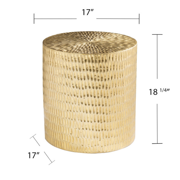 18" Gold Manufactured Wood And Solid Wood Round End Table N270-402302