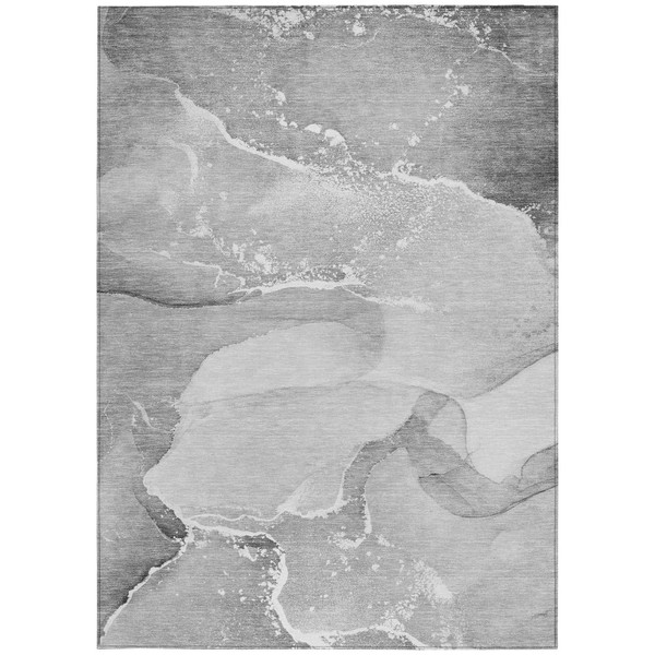 9' X 12' Gray and Ivory Abstract Washable Non Skid Indoor Outdoor Area Rug N270-560263