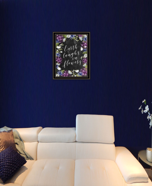 Earth Laughs in Flowers 1 Black Framed Print Wall Art N270-416128