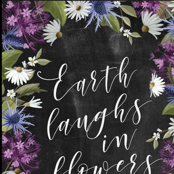 Earth Laughs in Flowers 1 Black Framed Print Wall Art N270-416128