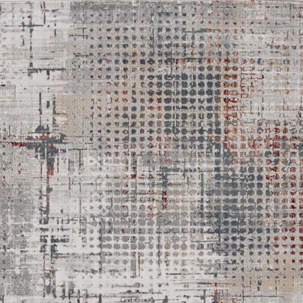8' X 11' Ivory Gray and Gold Abstract Area Rug N270-374879