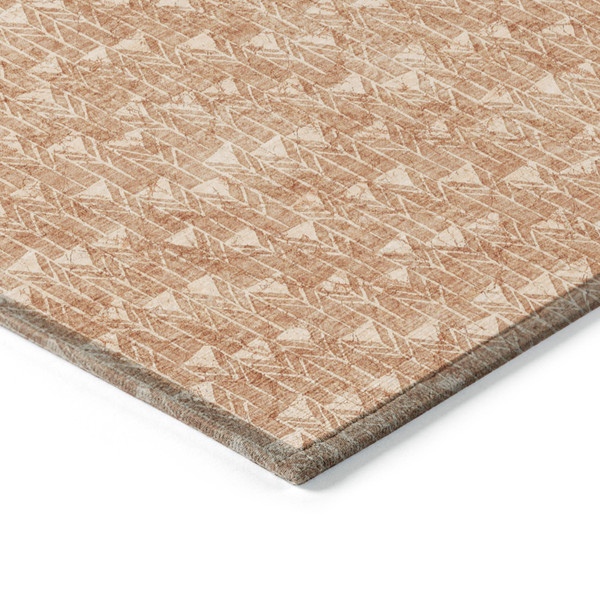 8' Round Bronze Round Geometric Washable Non Skid Indoor Outdoor Area Rug N270-560126