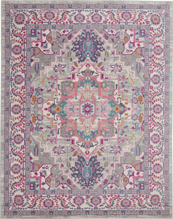8' X 10' Pink And Gray Power Loom Area Rug N270-385498