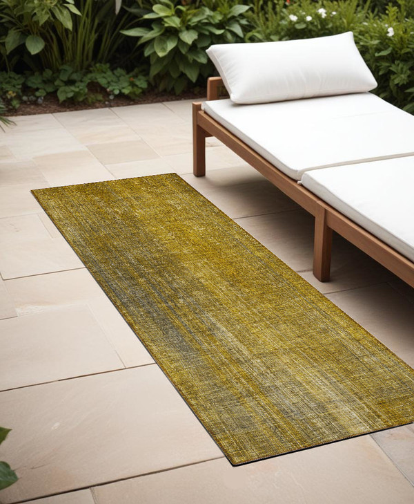8' Runner Chocolate Striped Washable Non Skid Indoor Outdoor Runner Rug N270-562579