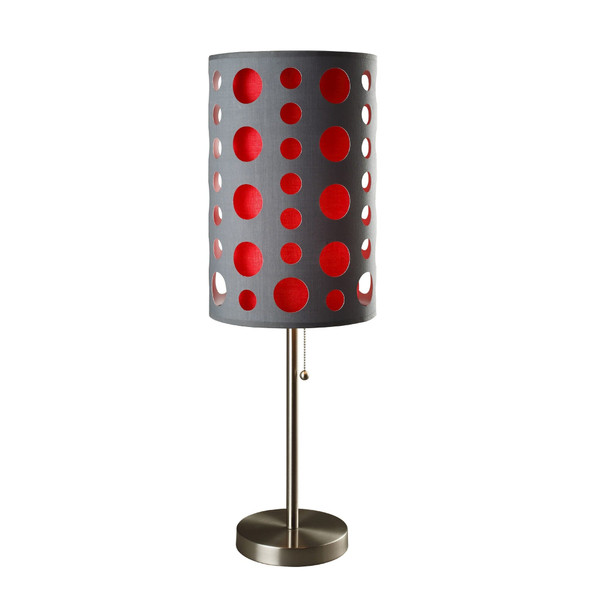 33" Gray and Red Mod Dot Novelty Table Lamp N270-468451