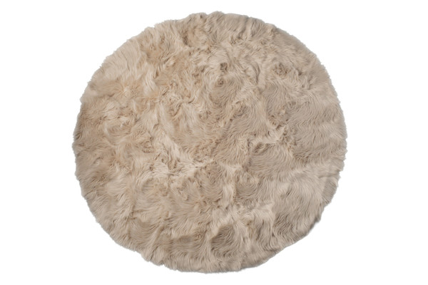 6' X 6' Taupe Round Faux Fur Washable Non Skid Area Rug N270-476666