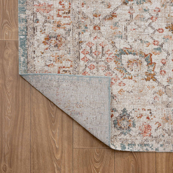 5' X 8' Beige Floral Stain Resistant Indoor Outdoor Area Rug N270-482914