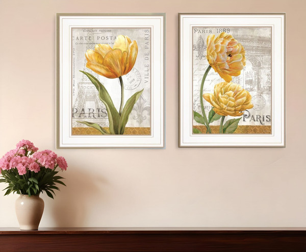 Set Of Two Paris 1 White Framed Print Wall Art N270-406629