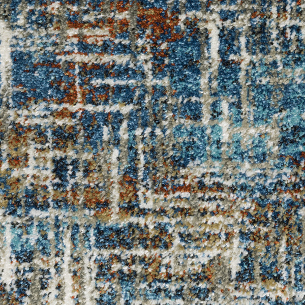 8' X 10' Blue Teal Gold Rust And Beige Abstract Power Loom Stain Resistant Area Rug N270-509834