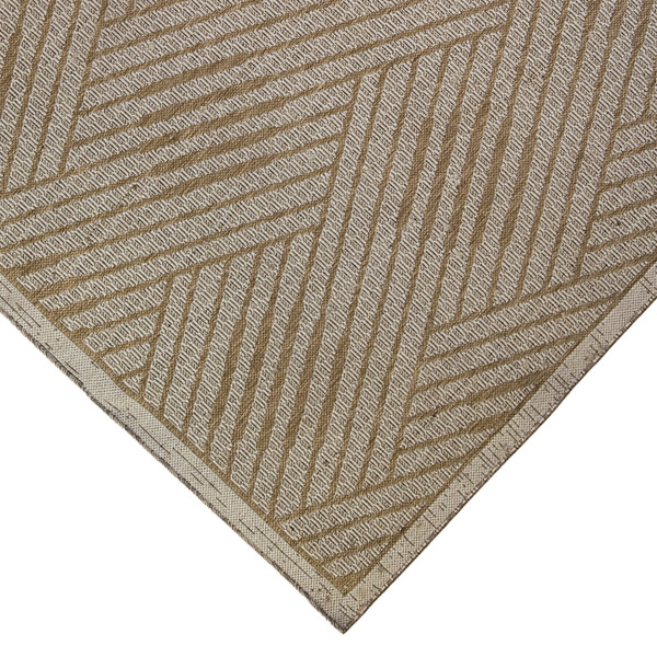 6' X 9' Beige Geometric Stain Resistant Indoor Outdoor Area Rug N270-531631