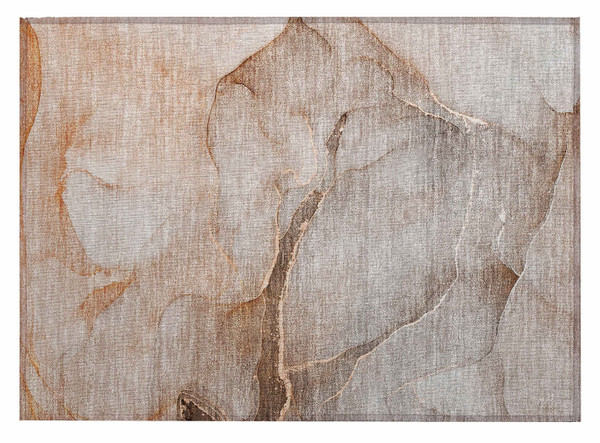 2' X 3' Taupe Abstract Washable Non Skid Indoor Outdoor Area Rug N270-559829