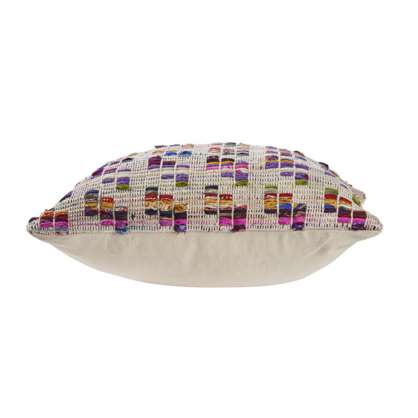 20" X 20" Beige Red Green Blue Yellow Orange And Pink 100% Cotton Geometric Zippered Pillow N270-516746