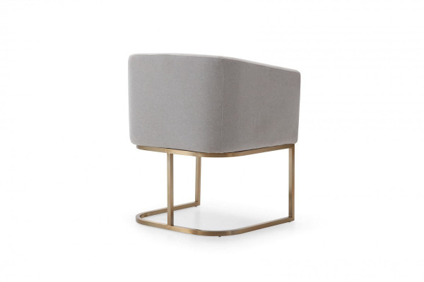 Light Gray And Antiqued Brass Upholstered Fabric Dining Arm Chair N270-487977