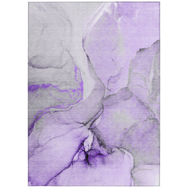 9' X 12' Purple and Ivory Abstract Washable Non Skid Indoor Outdoor Area Rug N270-559710