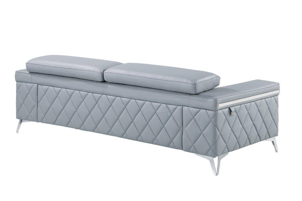 89" Light Blue Italian Leather Sofa With Silver Legs N270-534157