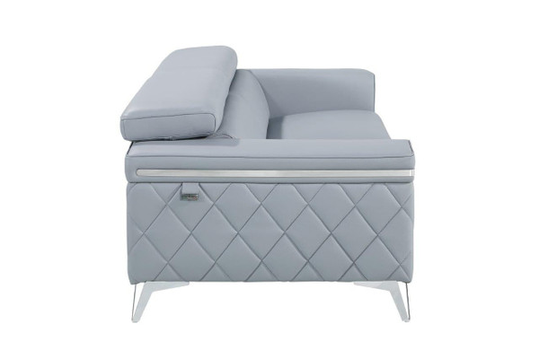 89" Light Blue Italian Leather Sofa With Silver Legs N270-534157
