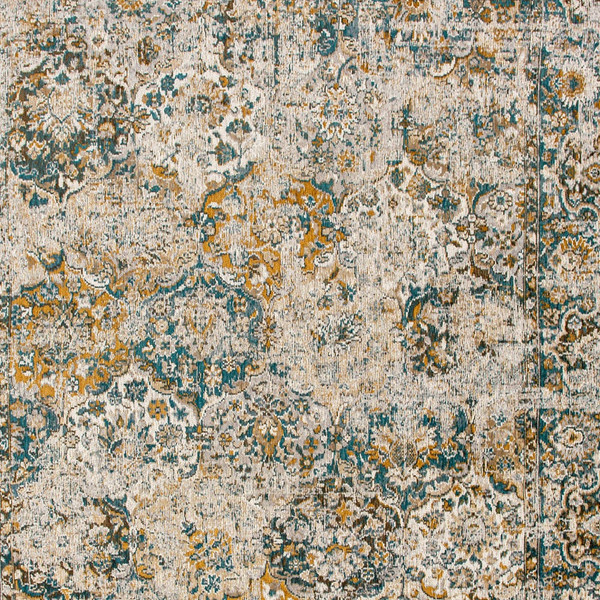 5' X 7' Blue and Green Abstract Non Skid Area Rug N270-548628