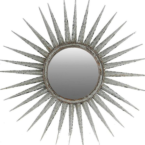 30" Antiqued Silver Gray Sunburst Wall Mounted Accent Mirror N270-484988