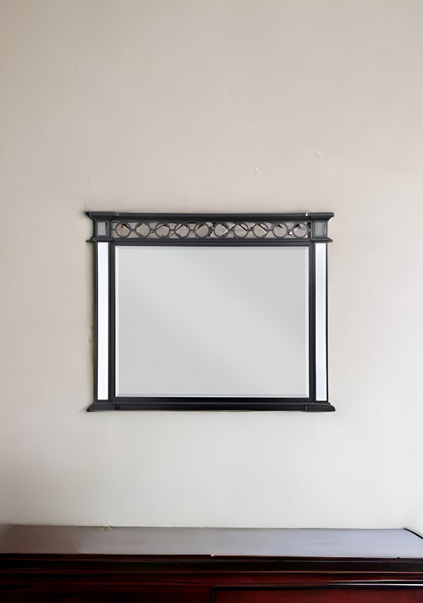 42" Mirrored, Black & Sliver Finish Dresser Mirror N270-486511