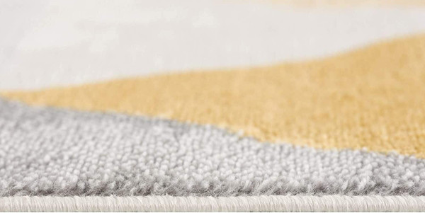 8' Runner Yellow and Ivory Geometric Runner Rug N270-393036